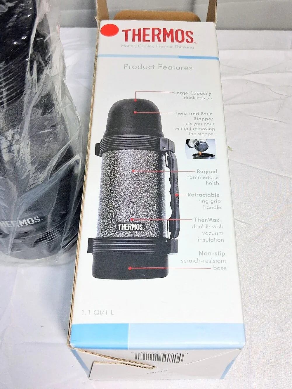 Thermos Vintage Stainless Steel 2570P Temp. Retention Vacuum Bottle in Box